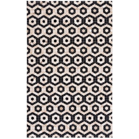 Safavieh 5 x 8 ft. Studio Leather Contemporary Flat Weave Rectangle Rug Black & Beige STL234Z-5